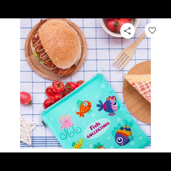 Nuovoware Sandwich/Snack Zipper Bags  [3 Pk] Resuable, Washable, Cartoon Fish - Picture 5 of 11